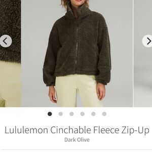 Lululemon Cinchable Fleece Zip-Up in Dark Olive